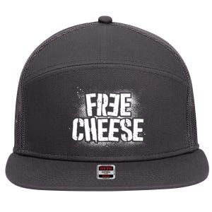 Funny Free Cheese 7 Panel Mesh Trucker Snapback Hat