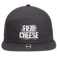 Funny Free Cheese 7 Panel Mesh Trucker Snapback Hat