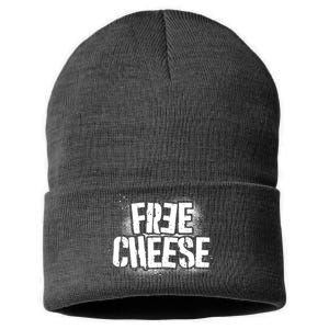 Funny Free Cheese Sustainable Knit Beanie