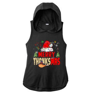 Funny Family Christmas Merry Thanksmas Cute Xmas Holiday Ladies PosiCharge Tri-Blend Wicking Draft Hoodie Tank