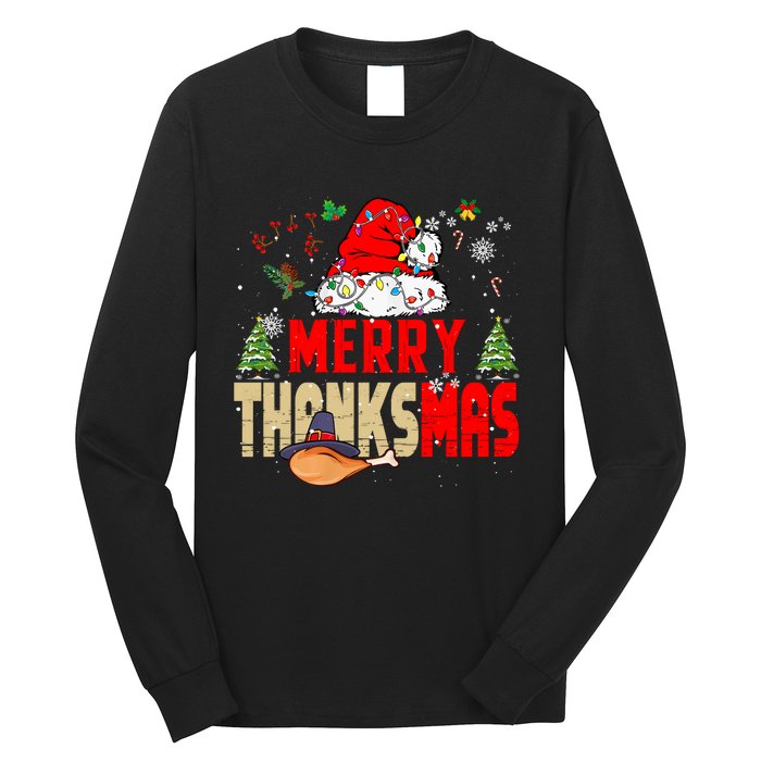 Funny Family Christmas Merry Thanksmas Cute Xmas Holiday Long Sleeve Shirt