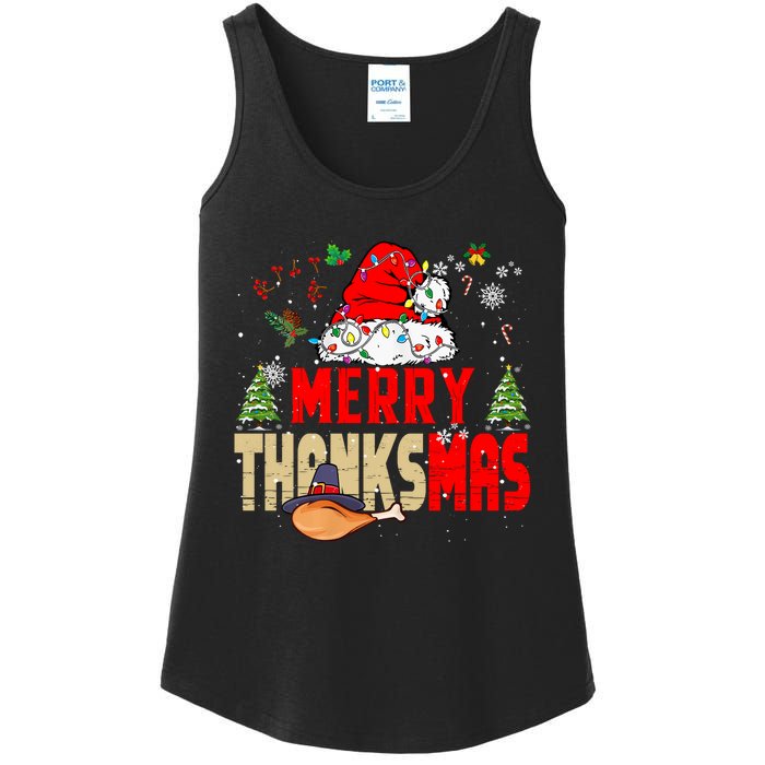 Funny Family Christmas Merry Thanksmas Cute Xmas Holiday Ladies Essential Tank