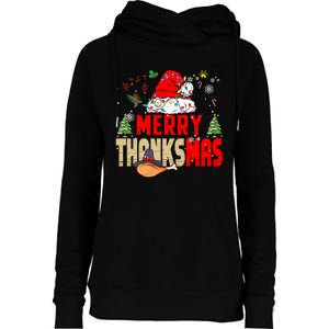 Funny Family Christmas Merry Thanksmas Cute Xmas Holiday Womens Funnel Neck Pullover Hood