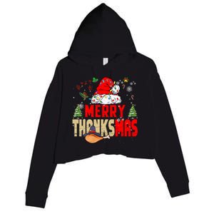 Funny Family Christmas Merry Thanksmas Cute Xmas Holiday Crop Fleece Hoodie