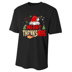 Funny Family Christmas Merry Thanksmas Cute Xmas Holiday Performance Sprint T-Shirt