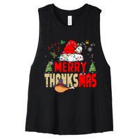 Funny Family Christmas Merry Thanksmas Cute Xmas Holiday Women's Racerback Cropped Tank