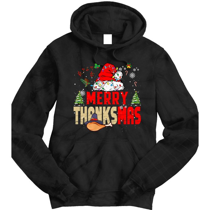 Funny Family Christmas Merry Thanksmas Cute Xmas Holiday Tie Dye Hoodie