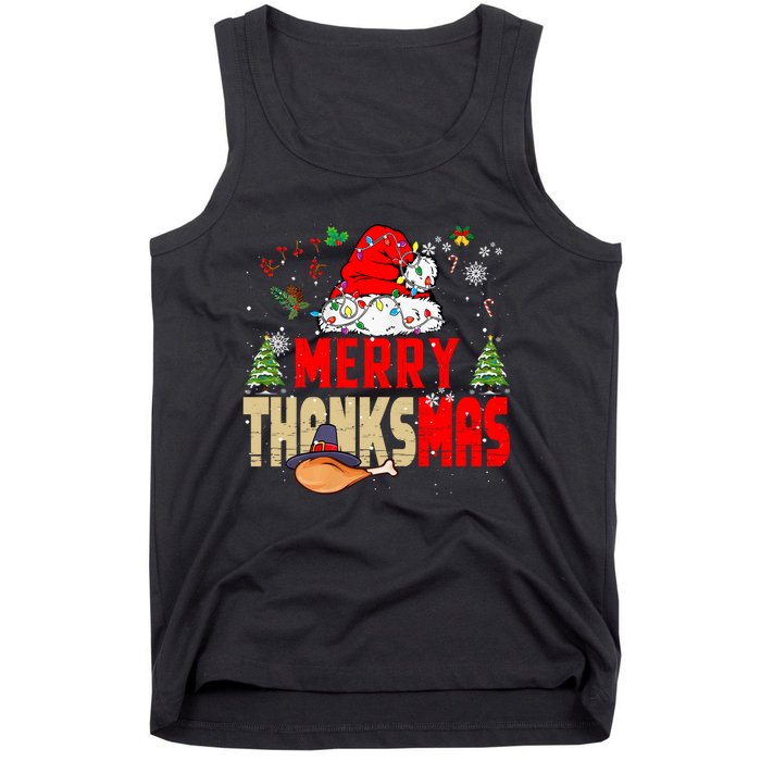 Funny Family Christmas Merry Thanksmas Cute Xmas Holiday Tank Top