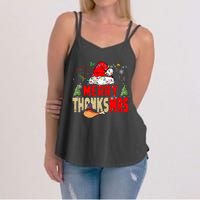 Funny Family Christmas Merry Thanksmas Cute Xmas Holiday Women's Strappy Tank