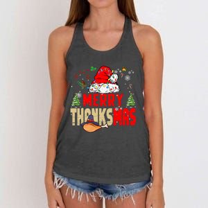 Funny Family Christmas Merry Thanksmas Cute Xmas Holiday Women's Knotted Racerback Tank