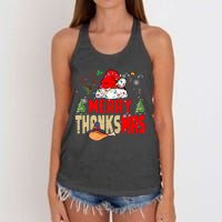 Funny Family Christmas Merry Thanksmas Cute Xmas Holiday Women's Knotted Racerback Tank