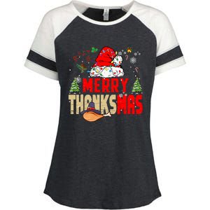 Funny Family Christmas Merry Thanksmas Cute Xmas Holiday Enza Ladies Jersey Colorblock Tee