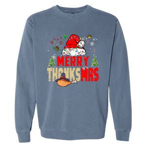 Funny Family Christmas Merry Thanksmas Cute Xmas Holiday Garment-Dyed Sweatshirt