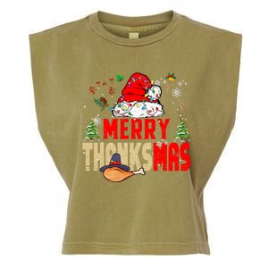 Funny Family Christmas Merry Thanksmas Cute Xmas Holiday Garment-Dyed Women's Muscle Tee