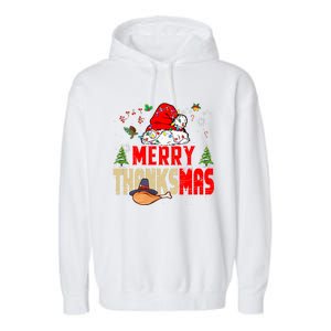 Funny Family Christmas Merry Thanksmas Cute Xmas Holiday Garment-Dyed Fleece Hoodie