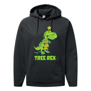 Funny Family Christmas Dinosaur Tree Rex Pajamas Xmas Performance Fleece Hoodie