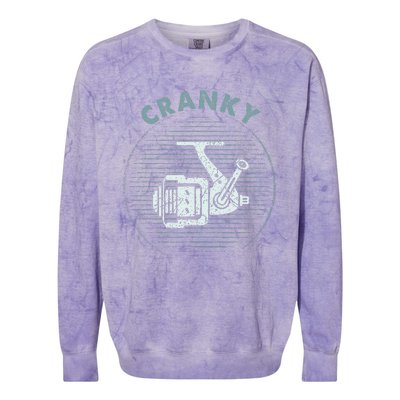 Funny Fishing Cranky Fishing Reel Colorblast Crewneck Sweatshirt