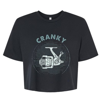 Funny Fishing Cranky Fishing Reel Bella+Canvas Jersey Crop Tee