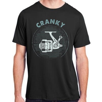 Funny Fishing Cranky Fishing Reel Adult ChromaSoft Performance T-Shirt