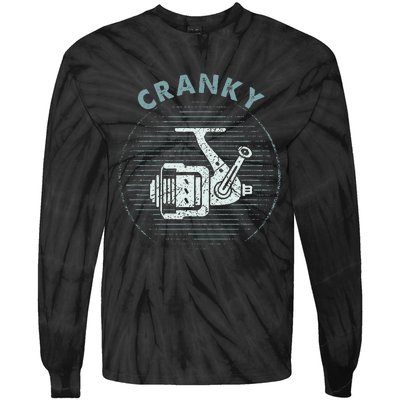 Funny Fishing Cranky Fishing Reel Tie-Dye Long Sleeve Shirt