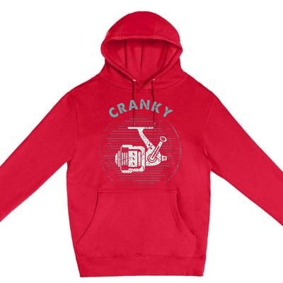 Funny Fishing Cranky Fishing Reel Premium Pullover Hoodie