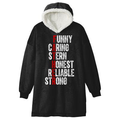 Fathers Funny Caring Stern Honest Reliable Strong Hooded Wearable Blanket