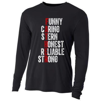 Fathers Funny Caring Stern Honest Reliable Strong Cooling Performance Long Sleeve Crew