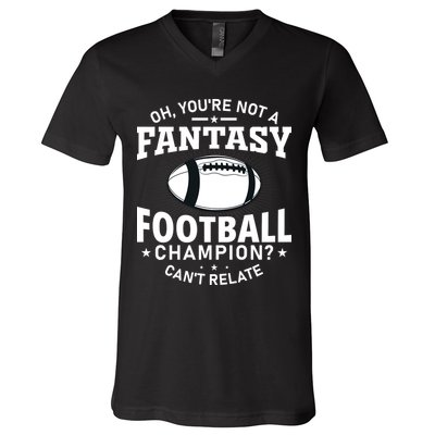 Fantasy Football Champion Slogan V-Neck T-Shirt