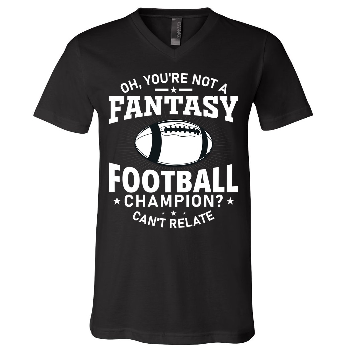 Fantasy Football Champion Slogan V-Neck T-Shirt