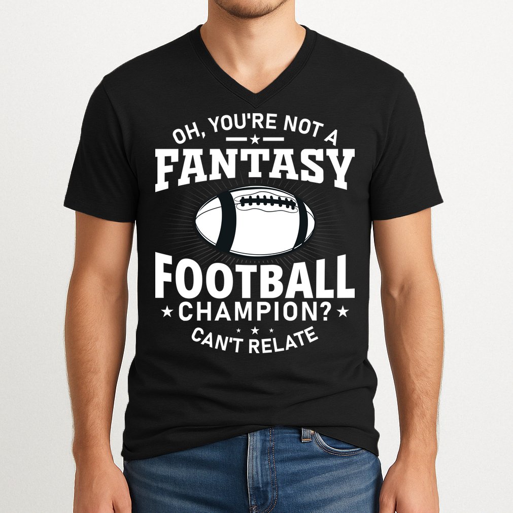 Fantasy Football Champion Slogan V-Neck T-Shirt