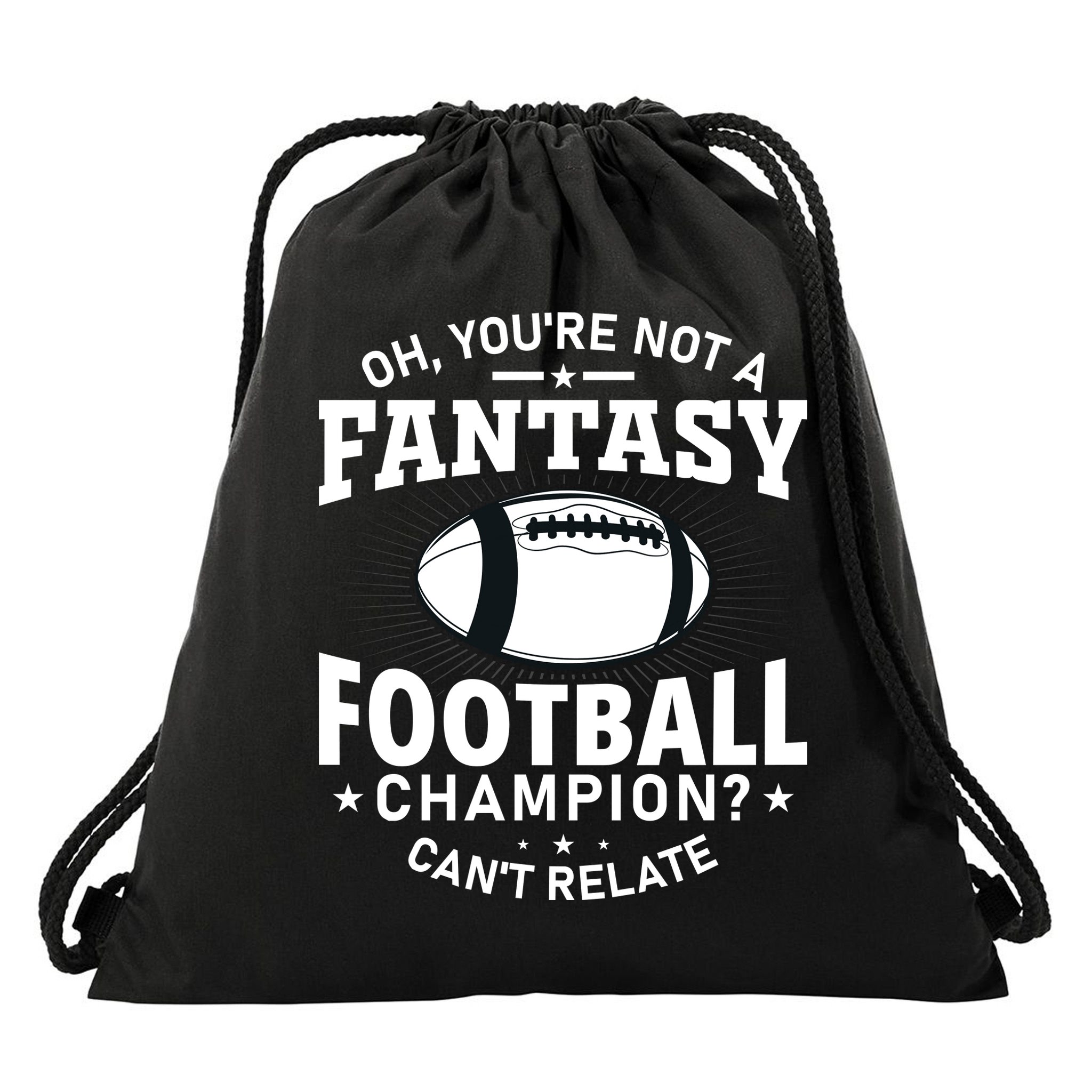 Fantasy Football Champion Slogan Drawstring Bag