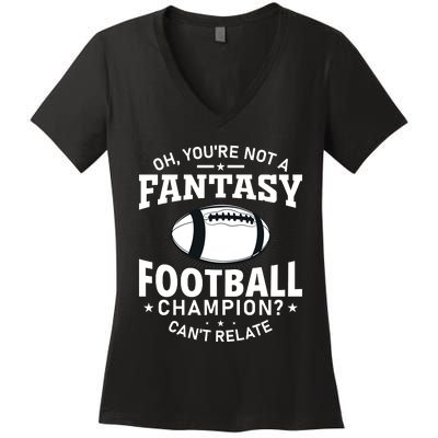 Fantasy Football Champion Slogan Women's V-Neck T-Shirt