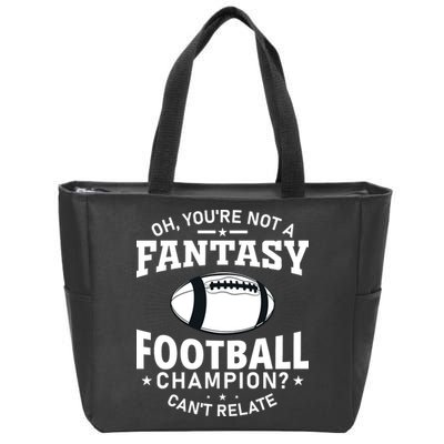 Fantasy Football Champion Slogan Zip Tote Bag