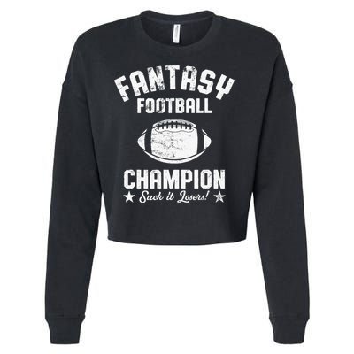 Fantasy Football Champion Funny Draft Party Kit Sports Cropped Pullover Crew