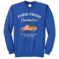 Farm Fresh Christmas Trees Old Red Truck Xmas Trees Sign Funny Gift Sweatshirt