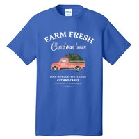 Farm Fresh Christmas Trees Old Red Truck Xmas Trees Sign Funny Gift Tall T-Shirt