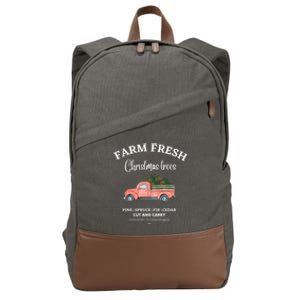 Farm Fresh Christmas Trees Old Red Truck Xmas Trees Sign Funny Gift Cotton Canvas Backpack