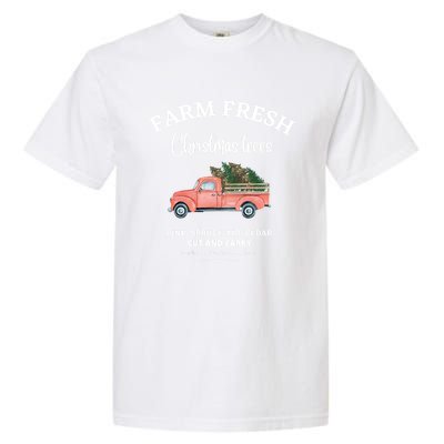 Farm Fresh Christmas Trees Old Red Truck Xmas Trees Sign Funny Gift Garment-Dyed Heavyweight T-Shirt