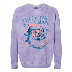 Funny Funny Christmas I Love A Man With A Beard Colorblast Crewneck Sweatshirt