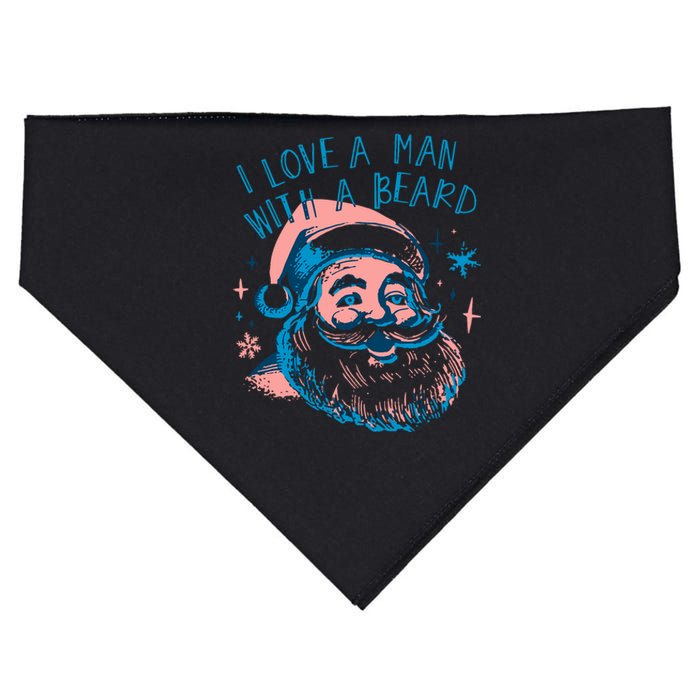 Funny Funny Christmas I Love A Man With A Beard USA-Made Doggie Bandana