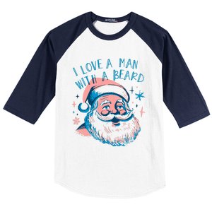 Funny Funny Christmas I Love A Man With A Beard Baseball Sleeve Shirt