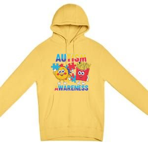 Funny Food Chicken Nugget And French Fries Autism Awarenes Premium Pullover Hoodie