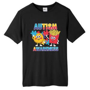 Funny Food Chicken Nugget And French Fries Autism Awarenes Tall Fusion ChromaSoft Performance T-Shirt