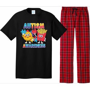 Funny Food Chicken Nugget And French Fries Autism Awarenes Pajama Set