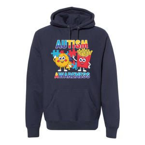 Funny Food Chicken Nugget And French Fries Autism Awarenes Premium Hoodie