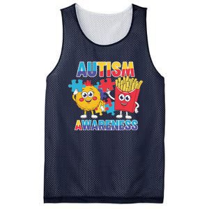 Funny Food Chicken Nugget And French Fries Autism Awarenes Mesh Reversible Basketball Jersey Tank