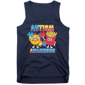 Funny Food Chicken Nugget And French Fries Autism Awarenes Tank Top