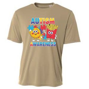 Funny Food Chicken Nugget And French Fries Autism Awarenes Cooling Performance Crew T-Shirt