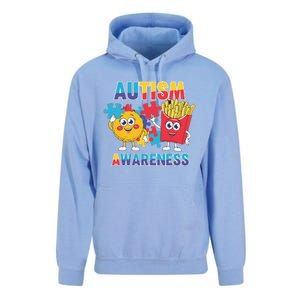 Funny Food Chicken Nugget And French Fries Autism Awarenes Unisex Surf Hoodie