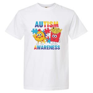 Funny Food Chicken Nugget And French Fries Autism Awarenes Garment-Dyed Heavyweight T-Shirt